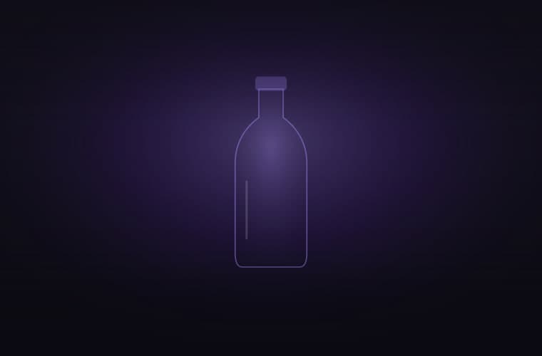 Abstract brand artwork: concentric rings offset to the right under violet light on a near-black field